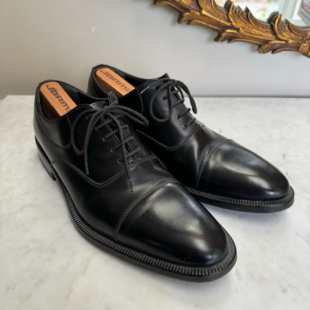 Giorgio Armani Men’s black leather Oxford lace up dress shoes, size 10